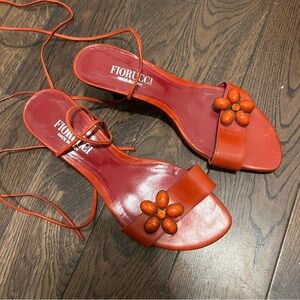 Red vintage Fiorucci kitten heel sandals